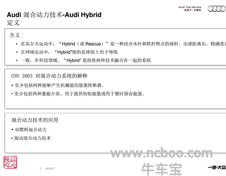 2013款奥迪Q5Hybrid高电压技术概览和整车介绍PDF