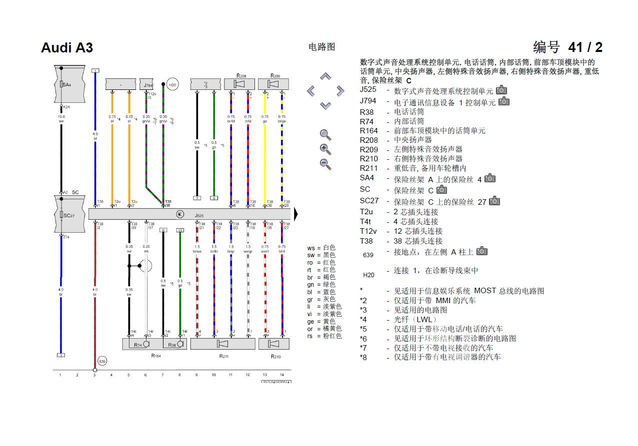 2016--2012奥迪A3全车电路图资料