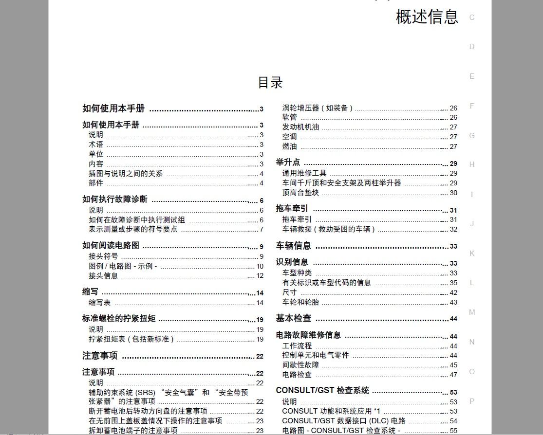 2014款日产阳光全车电路图维修手册下载