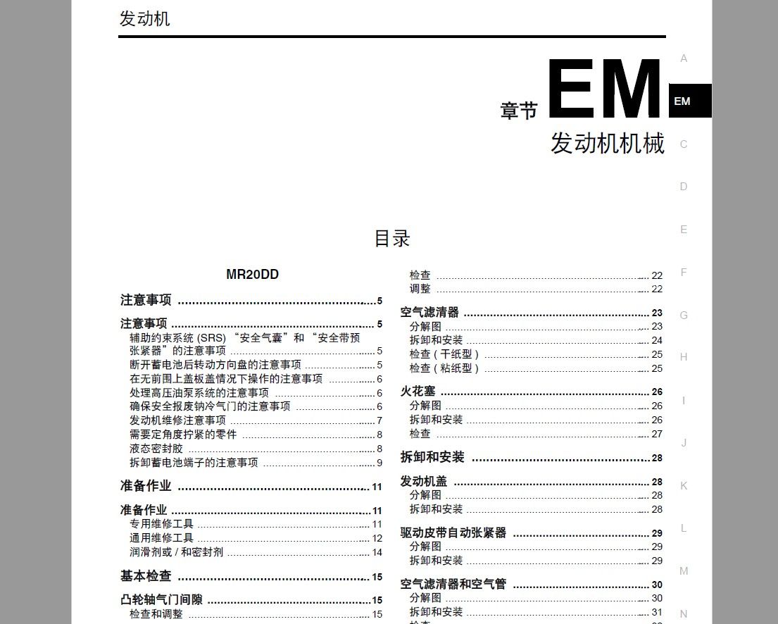 2014款日产奇骏全车电路图维修手册下载