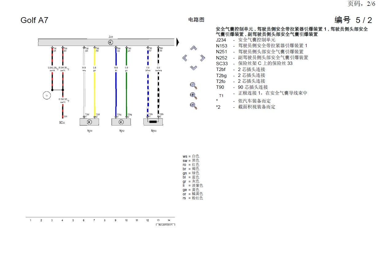 2015款大众高尔夫全车电路图手册下载