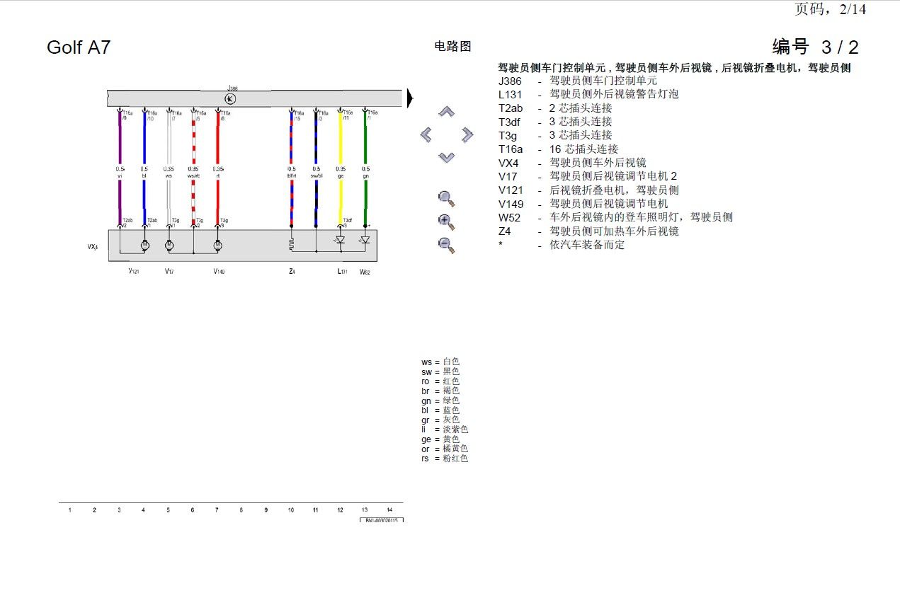 2015款一汽大众高尔夫A7全车电路图手册下载