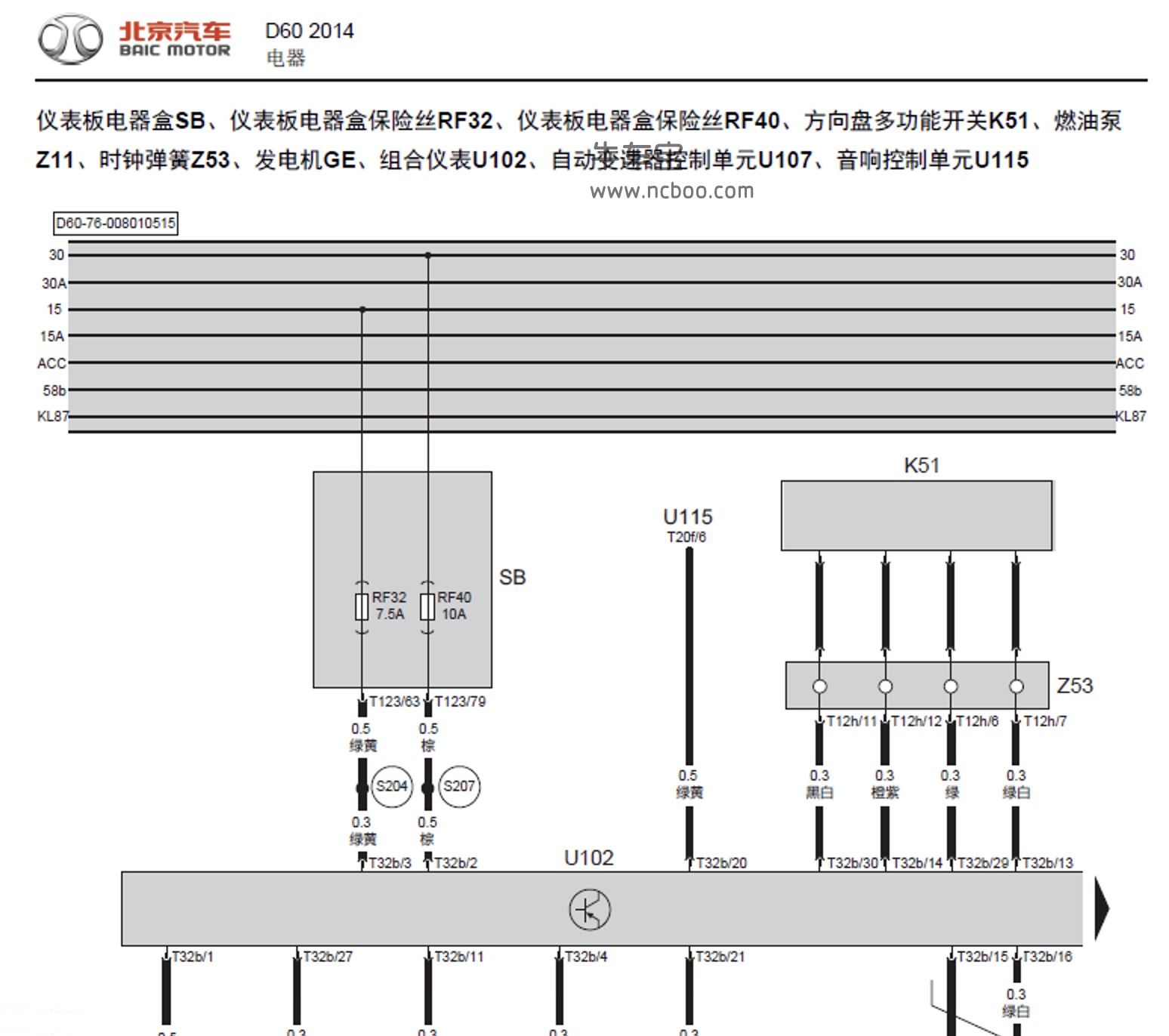 2015-2016款北汽绅宝D60原厂维修手册和电路图下载