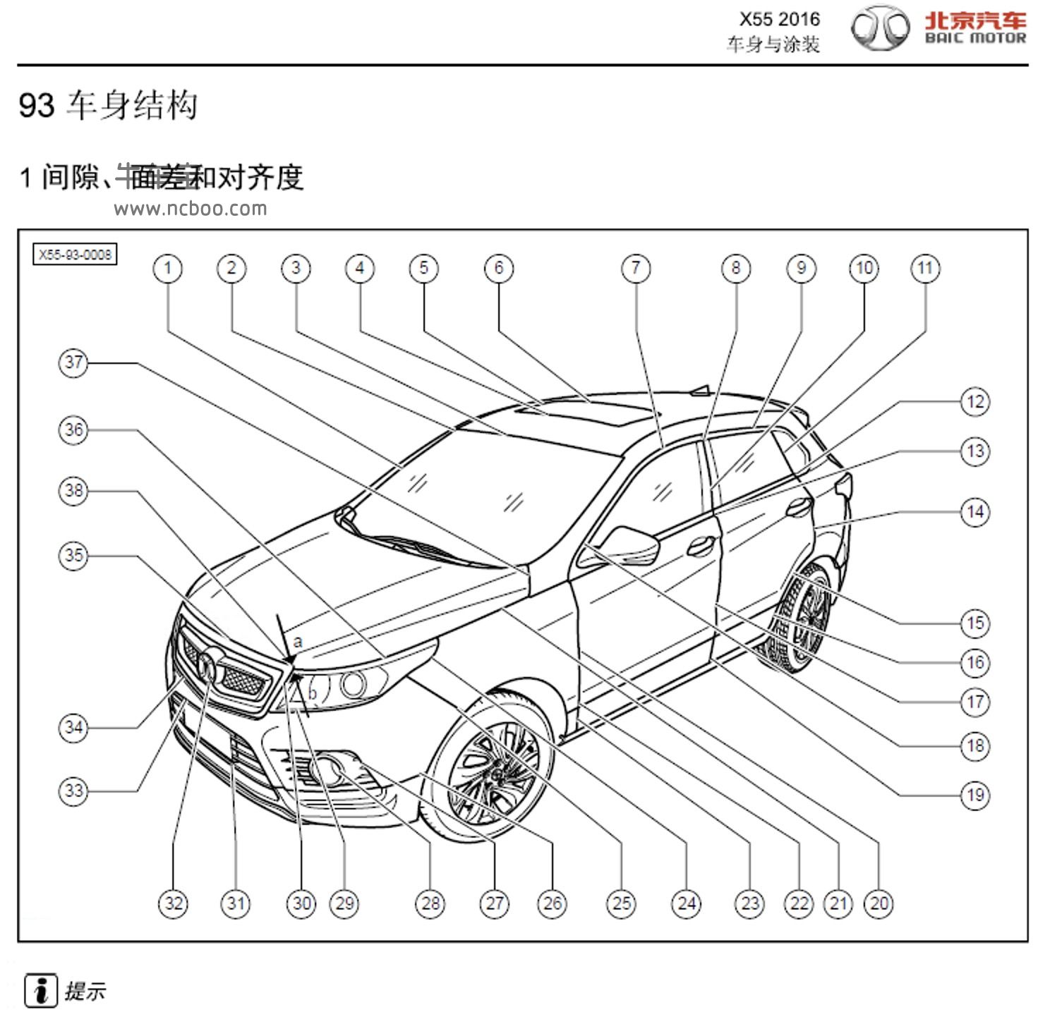 2016-2017款北汽绅宝X55原厂维修手册和电路图资料下载