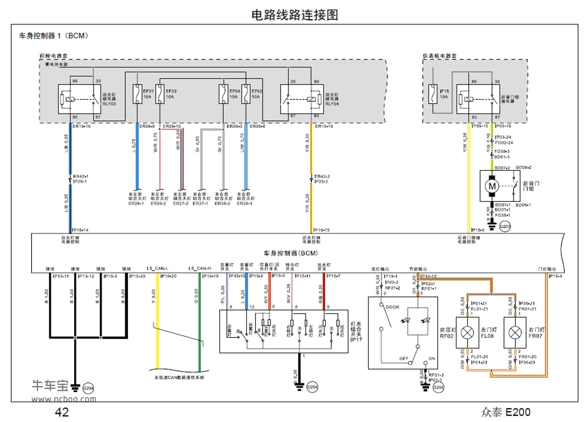 2016-2018款众泰E200(新能源)原厂维修手册和电路图资料下载