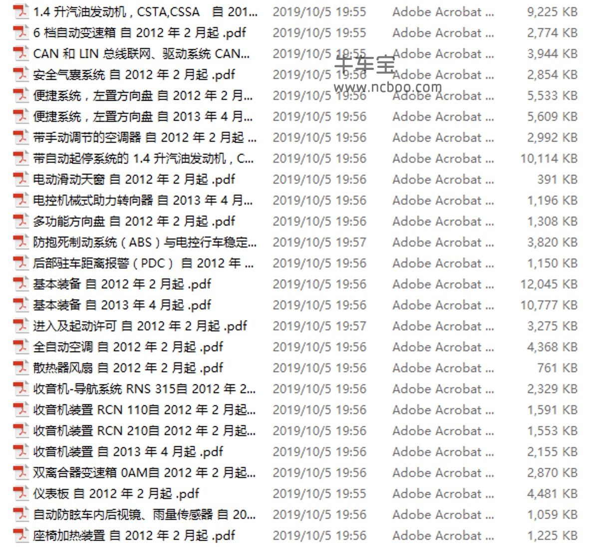 2013-2014款大众朗行1.4L原厂维修手册和电路图下载