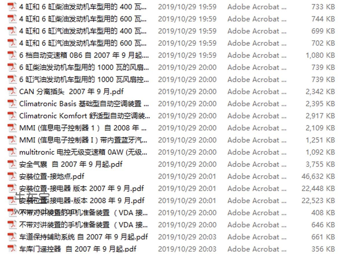 2009-2012款一汽奥迪A4L 1.8L维修手册和电路图下载