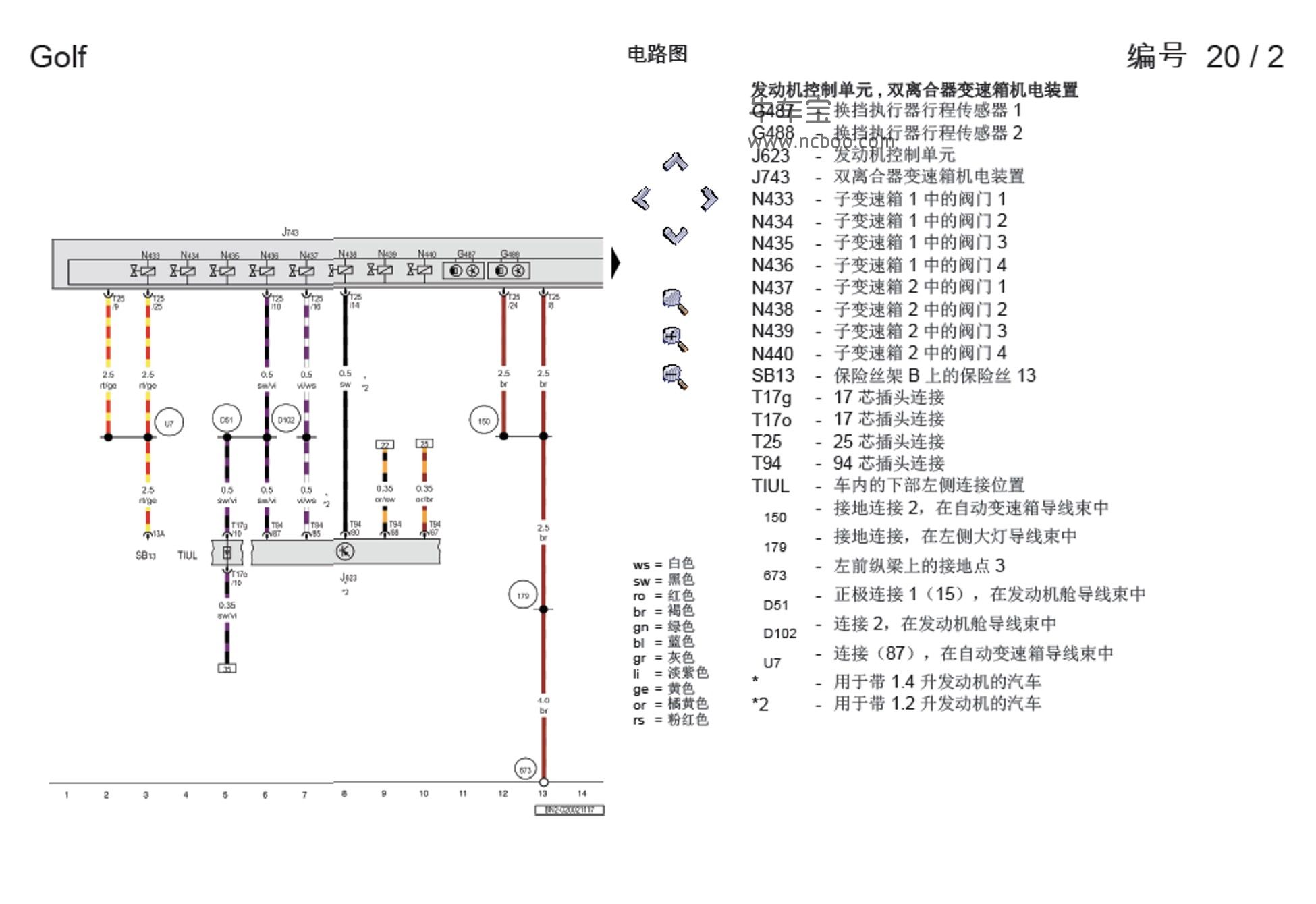 2017-2019款一汽大众高尔夫 GP电路图手册下载