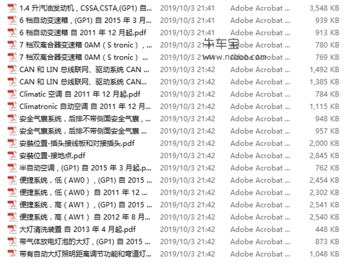 2015-2016款大众速腾1.4L维修手册和电路图下载（发动机CSTA）